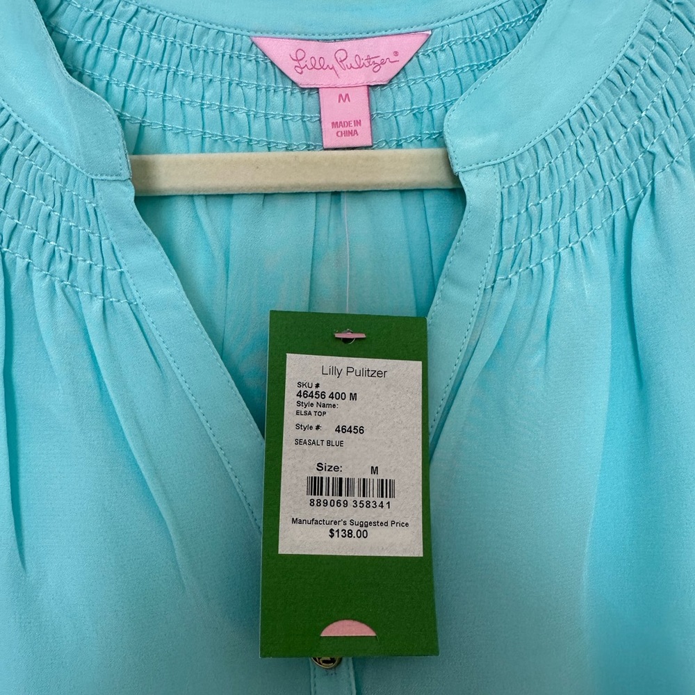 NWT Lilly Pulitzer Elsa Top Seasalt Blue Size Medium - Picture 3 of 3